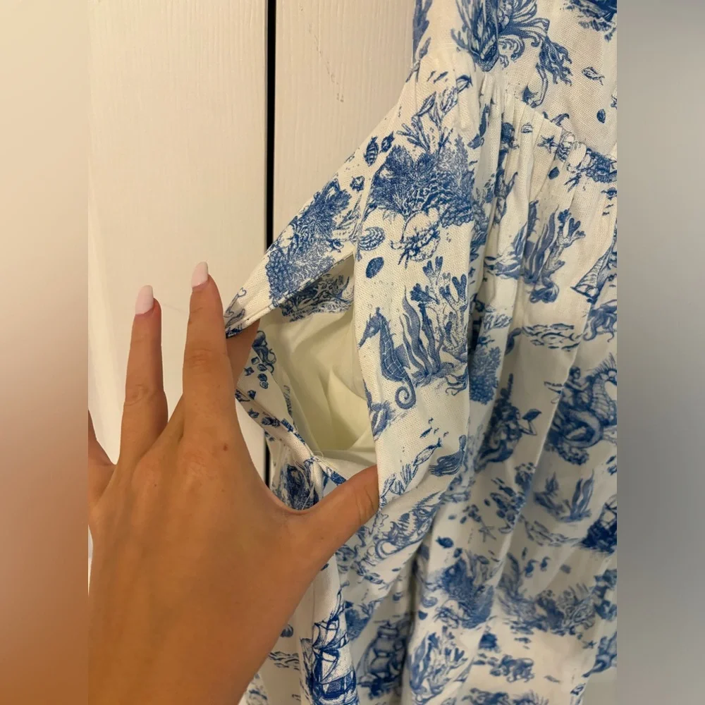 7 For All Mankind Marine Life Toile Dress NEVER WORN - Picture 6 of 14